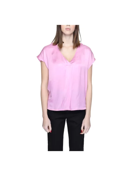 Bluzka Rinascimento z krótkim rękawem różowa