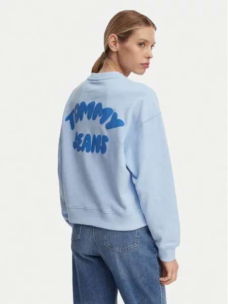 Palton Tommy Jeans cu autograf albastru