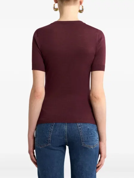 Top Etro w kwiatki żakardowy czerwony