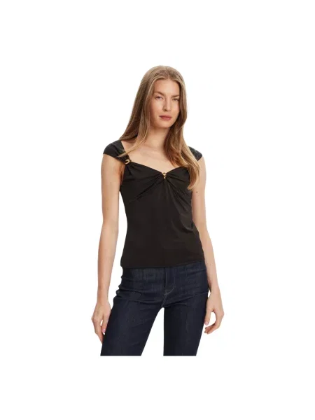 Lniany top Marciano czarny