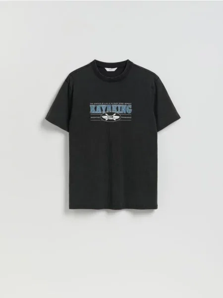 Reserved Tricou regular cu imprimeu negru