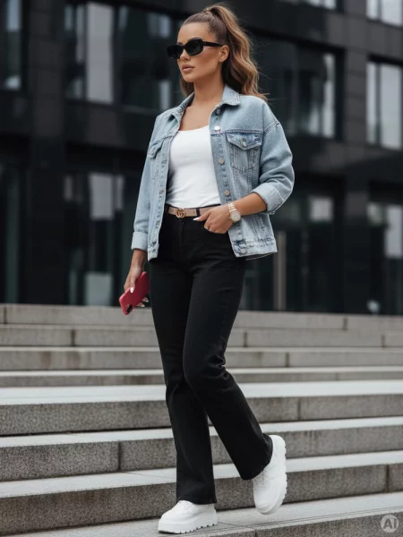Spodnie jeansowe wide leg DELUSSIA Dstreet czarne