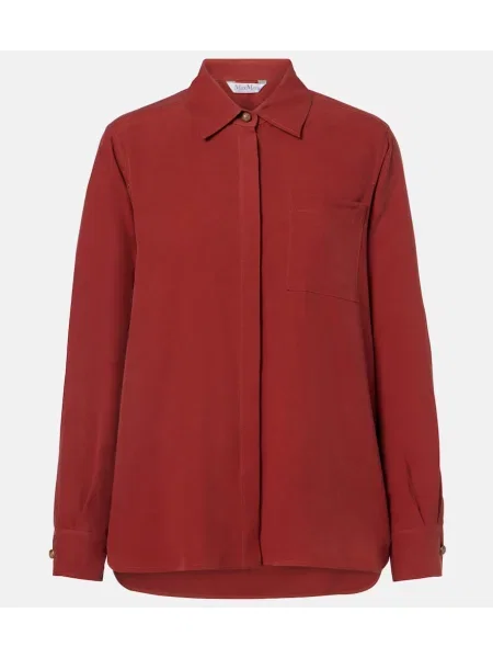 Cămașă Max Mara de mătase maro