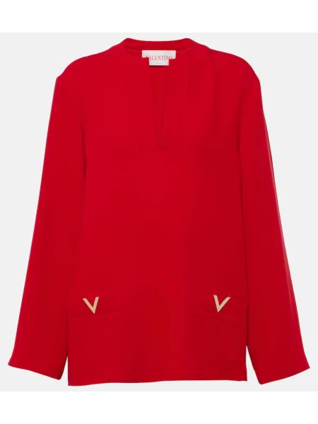 Top Valentino de mătase roșu