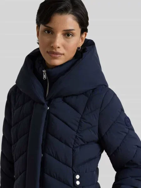 Płaszcz pikowany z kapturem Lauren Ralph Lauren granatowy