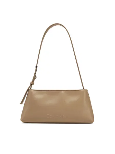 Calvin Klein Kabelka Embossed Logo Shoulder Bag béžová