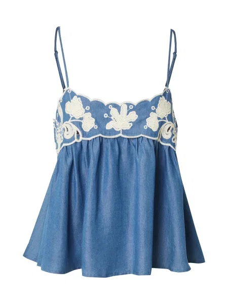 OBJECT Top OBJElla albastru denim alb