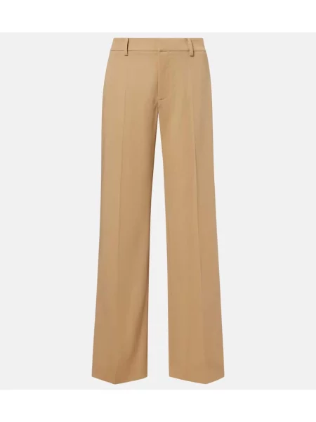 Pantaloni Ralph Lauren Collection cu talie joasă de lână bej