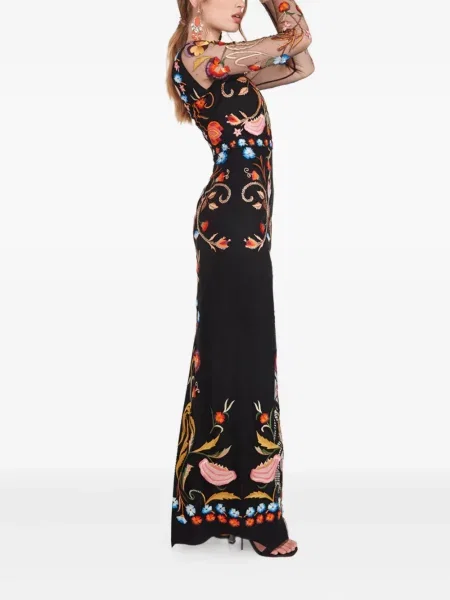 Rochie Temperley London cu broderie cu model floral de costum negru