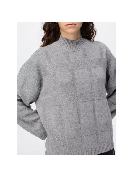 Sweter z golfem Emporio Armani wełniany w geometryczne wzory szary