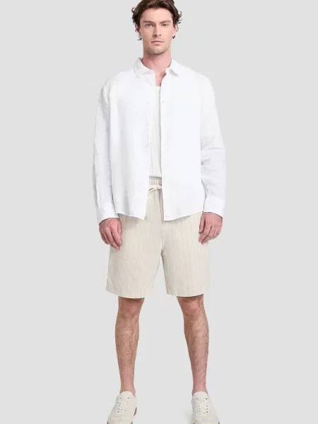 Льняной повседневный джинсовая рубашка Guess белый