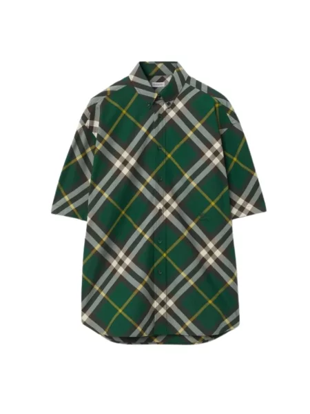 Haftowana koszula Burberry w kratę zielona