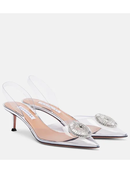 Pantofi cu toc Aquazzura slingback de cristal