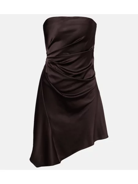 Rochie Staud de mătase asimetrică maro