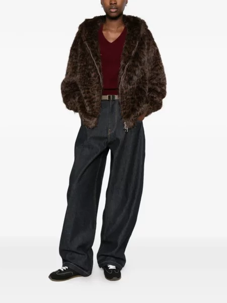 Geacă Betta Corradi cu imagine cu model leopard cu blană maro