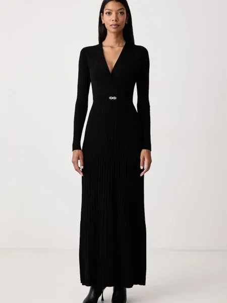 Twinset rochie plisată cu vâscoză negru
