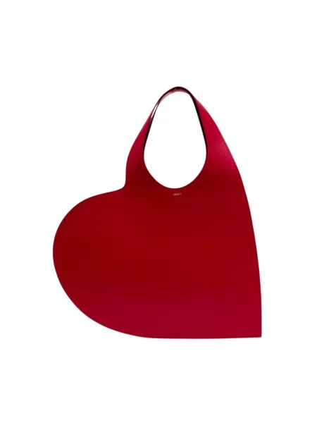 Shopperka Coperni skórzana w serca czerwona