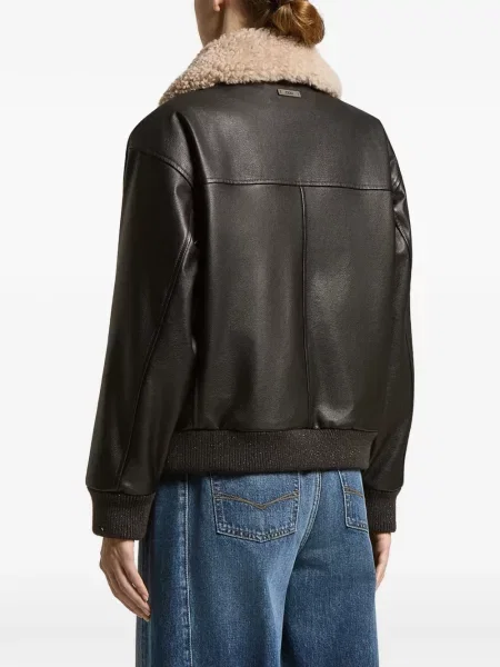 Apykaklė avikailio bomber striukė Peserico juoda