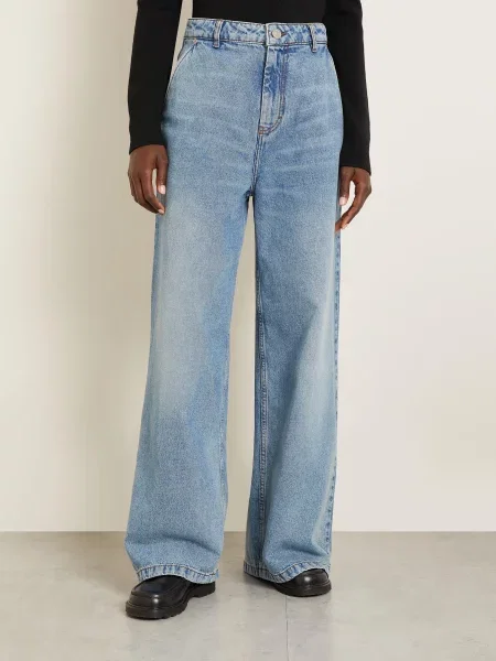 Ami Paris Jeansy Wide Leg weiss niebieskie