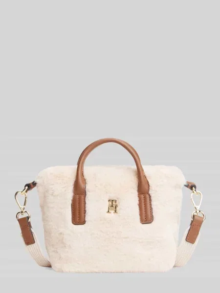 Tommy Hilfiger Torebka Popette Micro Tote Faux Fur jasny beżowy