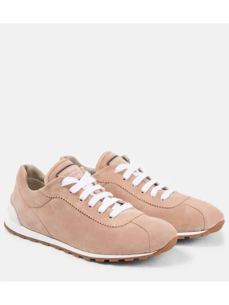 Sneakerși Brunello Cucinelli din piele de căprioară portocaliu