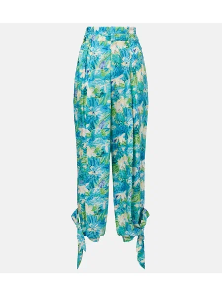 Pantaloni Chloé de mătase cu model floral