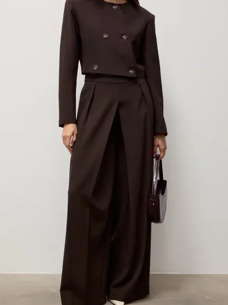 Answear.LAB pantaloni palazzo pentru femei cu vâscoză maro
