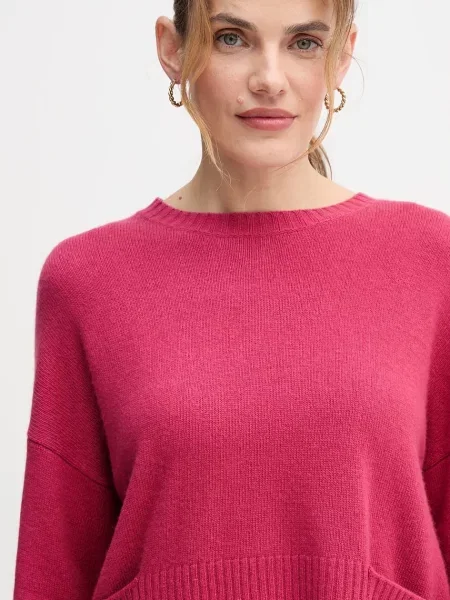 Шерстяной легкий свитер United Colors Of Benetton розовый
