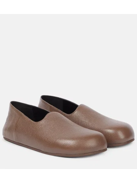 Pantofi loafer The Row din piele slip-on maro