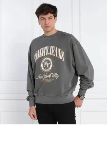Tommy Jeans Hanorac TJM BOXY LUXE VARSITY CREW gri
