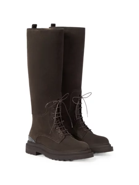 Botine Brunello Cucinelli din piele de căprioară maro