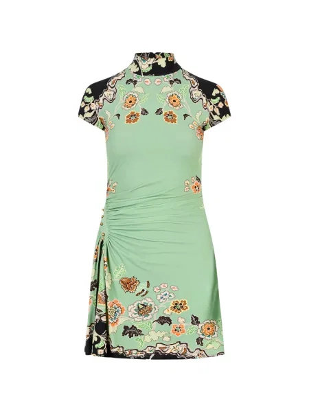 Rochie mini Roberto Cavalli cu model floral cu imagine verde