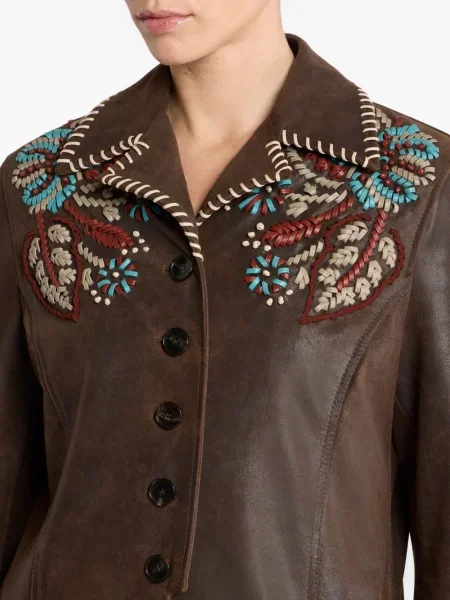 Geanta de piele Etro cu model paisley maro