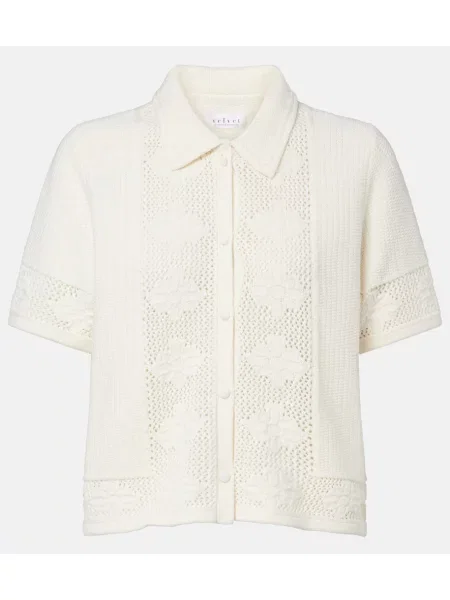 Top Velvet din cașmir alb