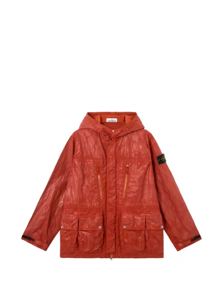 Geacă Stone Island cu glugă cu strasuri portocaliu
