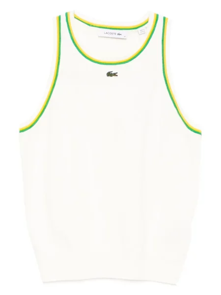 Top Lacoste din jerseu alb