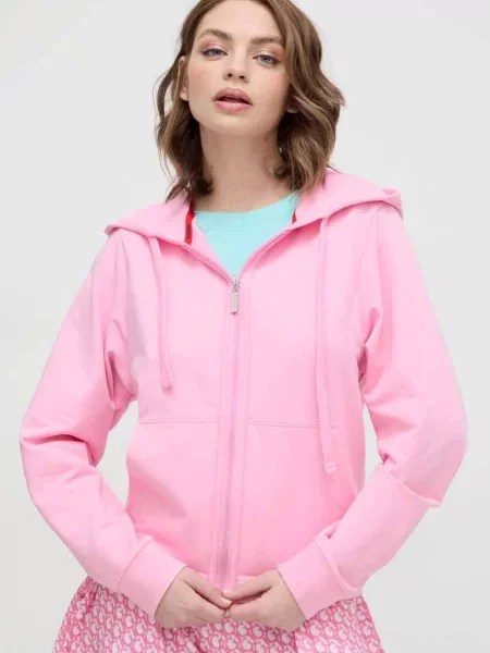 Pulover HUGO s kapuco roza