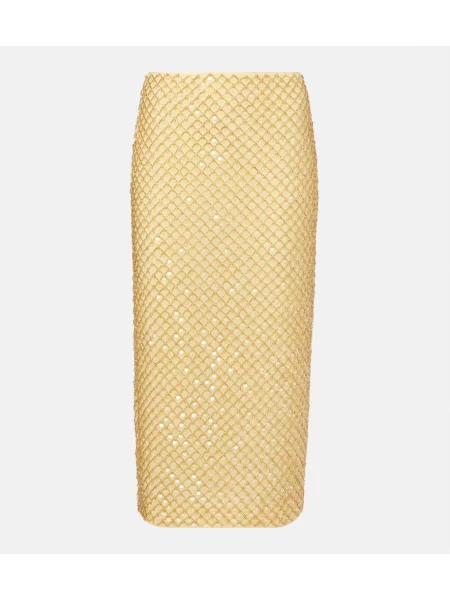 Fustă midi Veronica Beard până la genunchi galben