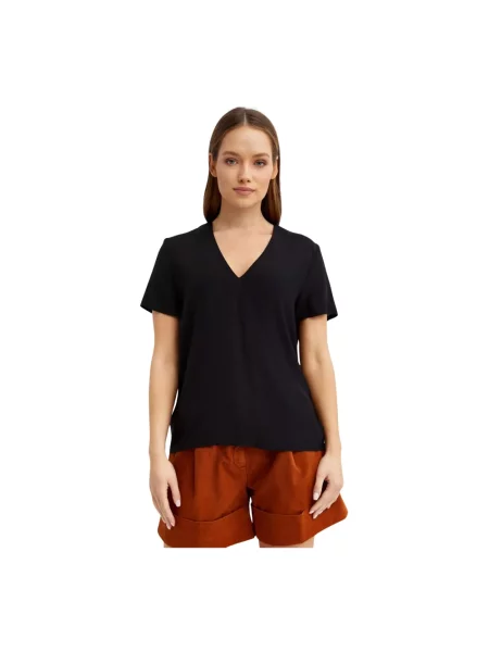 Koszulka Fay z dekoltem w serek czarna