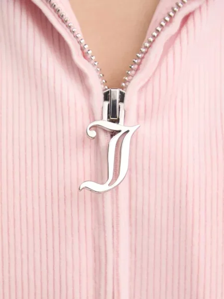 Juicy Couture pizsama felső LIV RIB VELOUR HOODIE rózsaszín