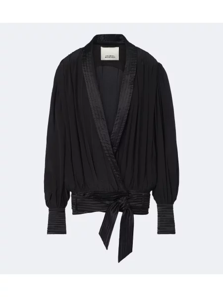 Geacă Isabel Marant de mătase drapată negru