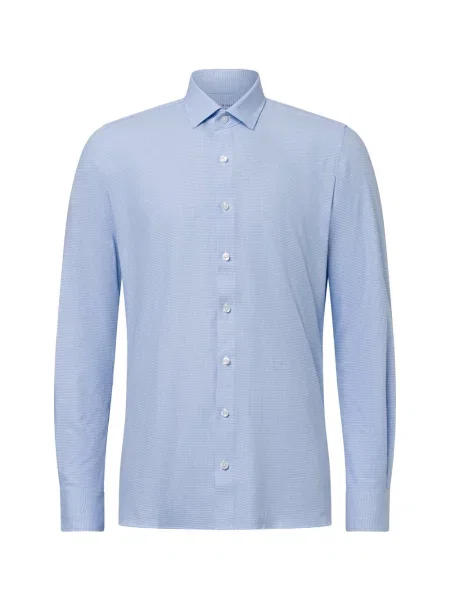 Finshley & Harding Koszula Mężczyźni Super Slim Fit niebieski|biały wzorzysty 35 biała