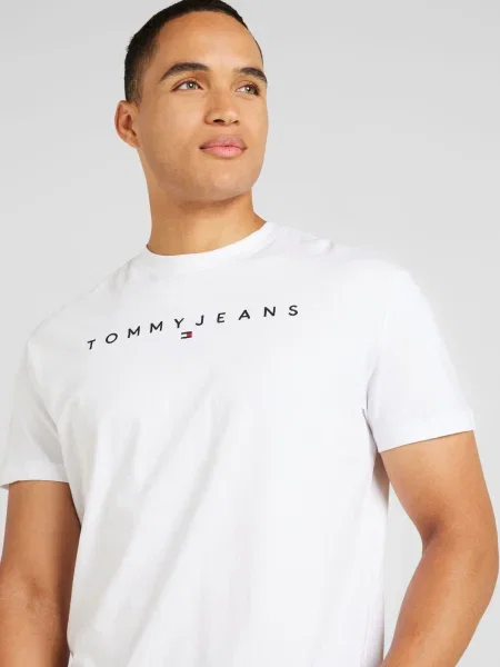 Tommy Jeans Tricou Linear Logo alb