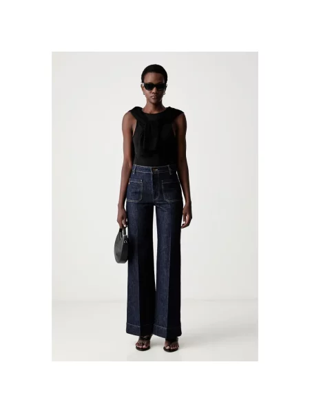 Victoria Beckham jeansy wide leg Alina niebieskie