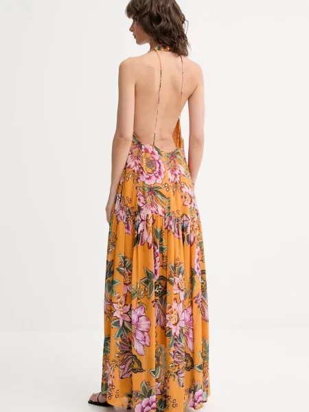 Farm Rio sukienka maxi rozkloszowana pomarańczowy
