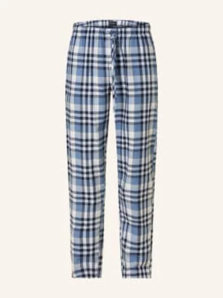 Hanro Spodnie Od Piżamy Cozy Comfort Z Flaneli blau białe