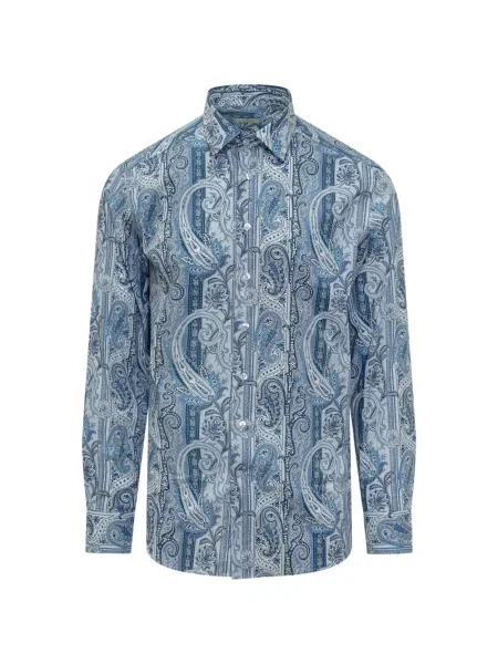 Cămașă Etro cu model paisley albastru