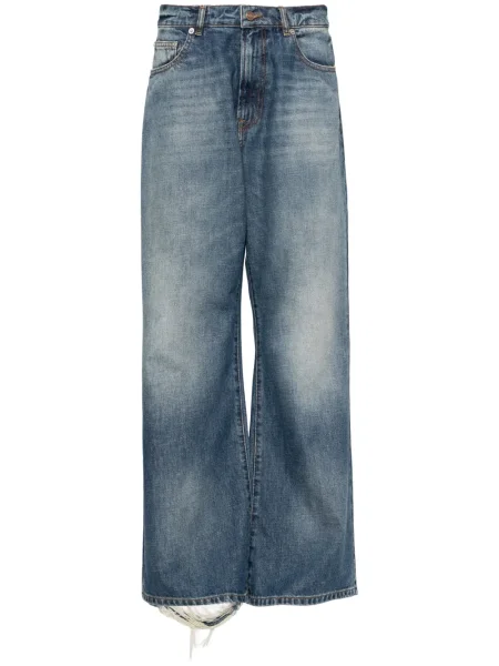 Jeansy Erl z przetarciami niebieskie