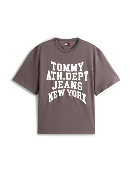 Tommy Jeans Póló VARSITY ekrü / gesztenyebarna