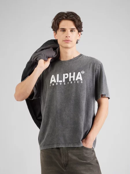 ALPHA INDUSTRIES Tricou negru alb